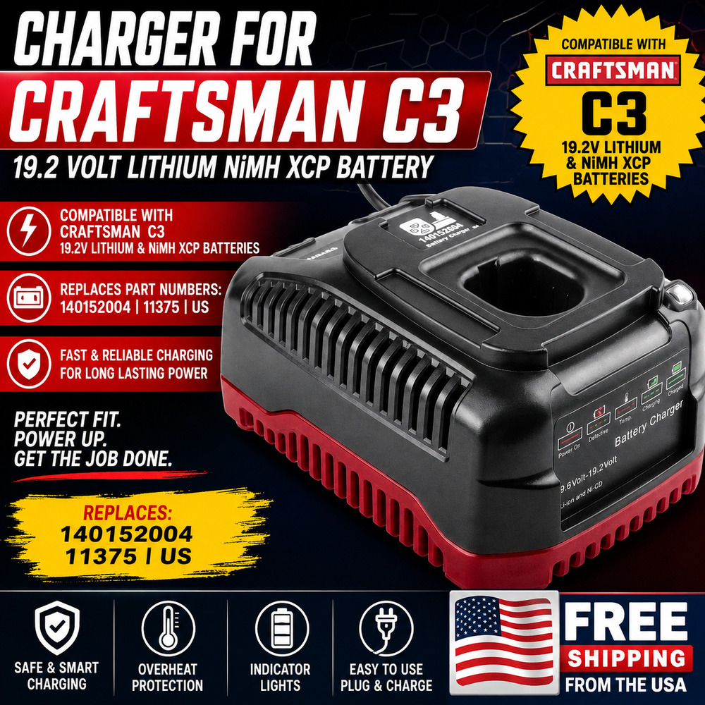 Charger For Craftsman C3 19.2 Volt Lithium NiMh XCP Battery 140152004 11375 US